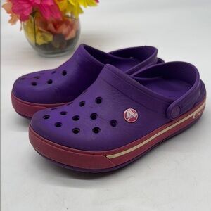 CROCS Kids Purple and Red Clog Sandals Size J2 CR8206A